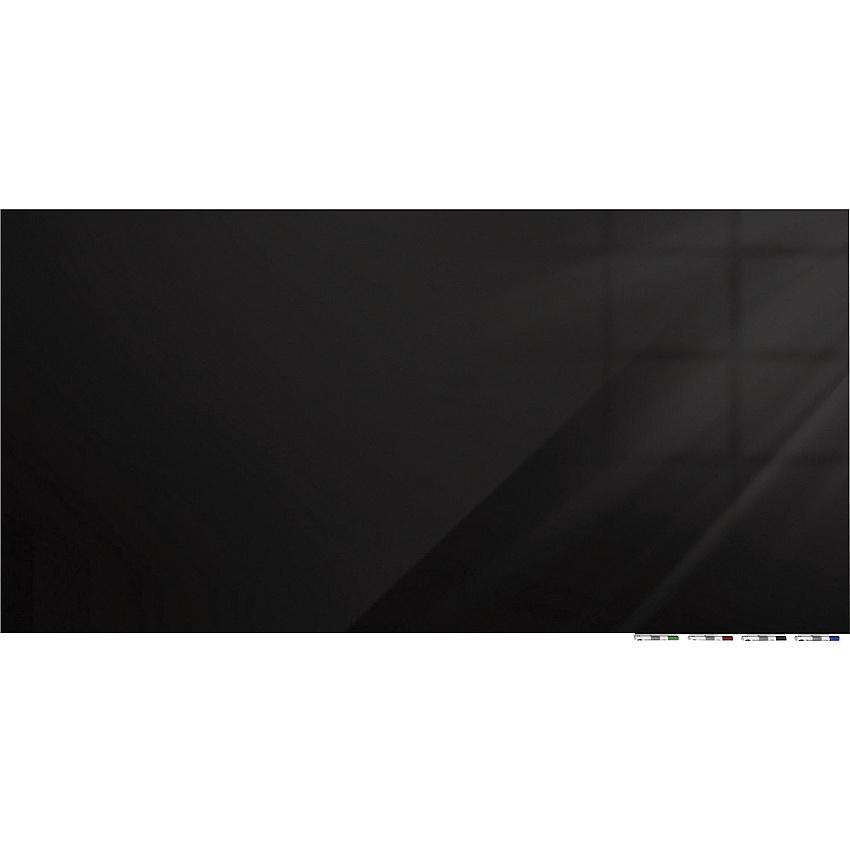 Ghent Magnetic Aria - Horizontal 60" (5 ft) Width x 48" (4 ft) Height - Black Tempered Glass Surface - Rectangle - Horizontal - Magnetic - Eraser Included - 1 Each (ARIASM45BK)