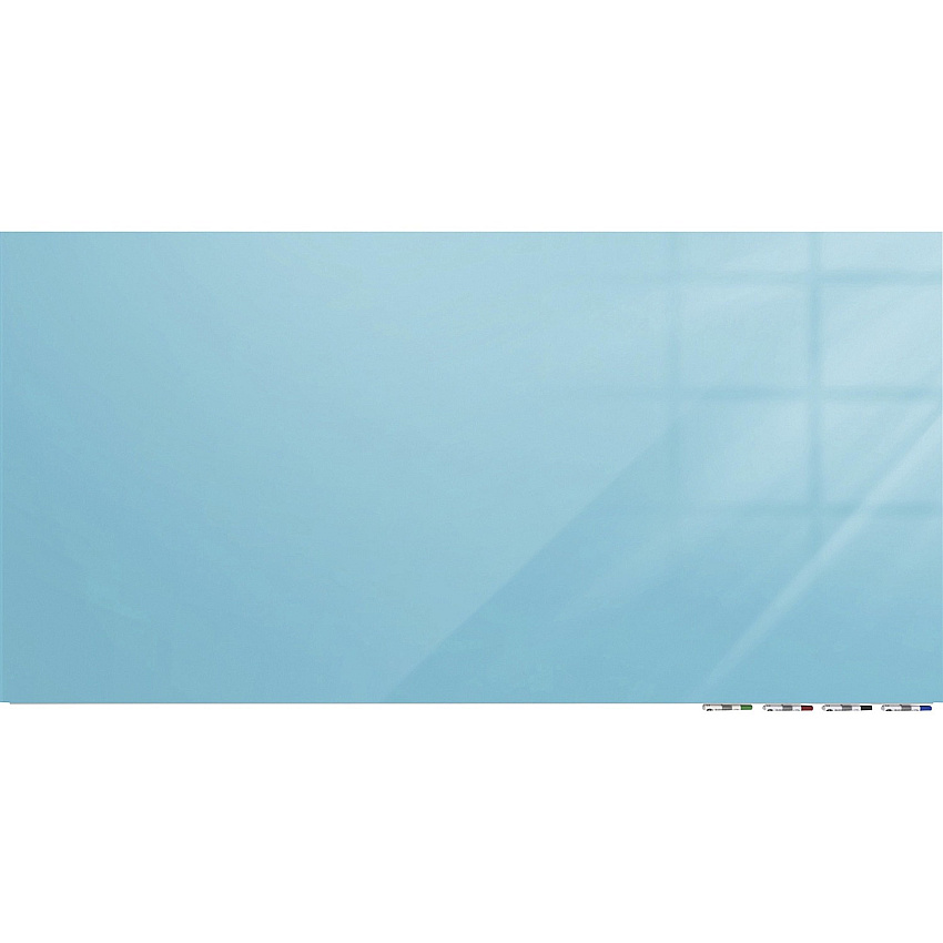 Ghent Magnetic Aria - Horizontal 96" (8 ft) Width x 48" (4 ft) Height - Blue Tempered Glass Surface - Rectangle - Horizontal - Magnetic - Eraser Included - 1 Each (ARIASM48BE)
