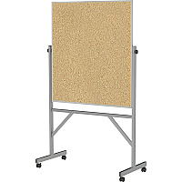 Ghent Bulletin Board 48" Board Height x 36" Board Width - Natural Cork Surface - Durable, Reversible, Wheel, Caster, Portable, Lockable, Mobility, Accessory Tray, Smooth - Silver Aluminum Frame - 78" Height x 41" Width - 1 Carton (ARKK43)