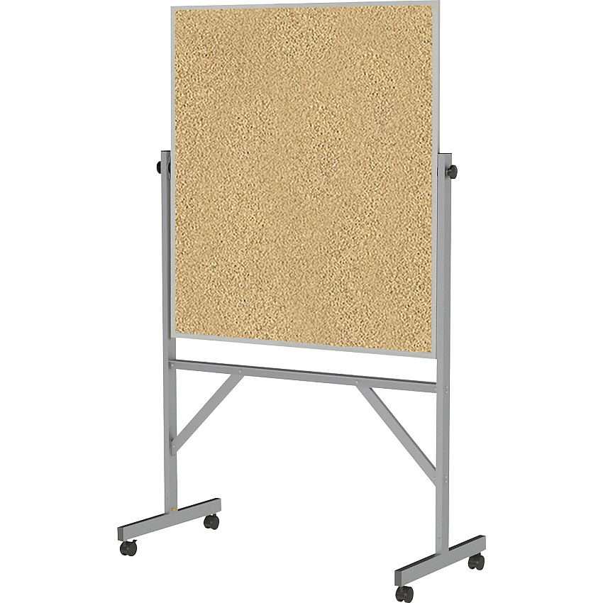 Ghent Bulletin Board 48" Board Height x 36" Board Width - Natural Cork Surface - Durable, Reversible, Wheel, Caster, Portable, Lockable, Mobility, Accessory Tray, Smooth - Silver Aluminum Frame - 78" Height x 41" Width - 1 Carton (ARKK43)