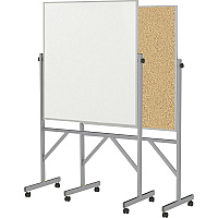 Ghent Reversible Cork Bulletin Board/Non-Magnetic Whiteboard with Aluminum Frame 36" (3 ft) Width x 48" (4 ft) Height - Natural White Surface - Aluminum Frame - Eraser Included - 1 Carton (ARMK43)