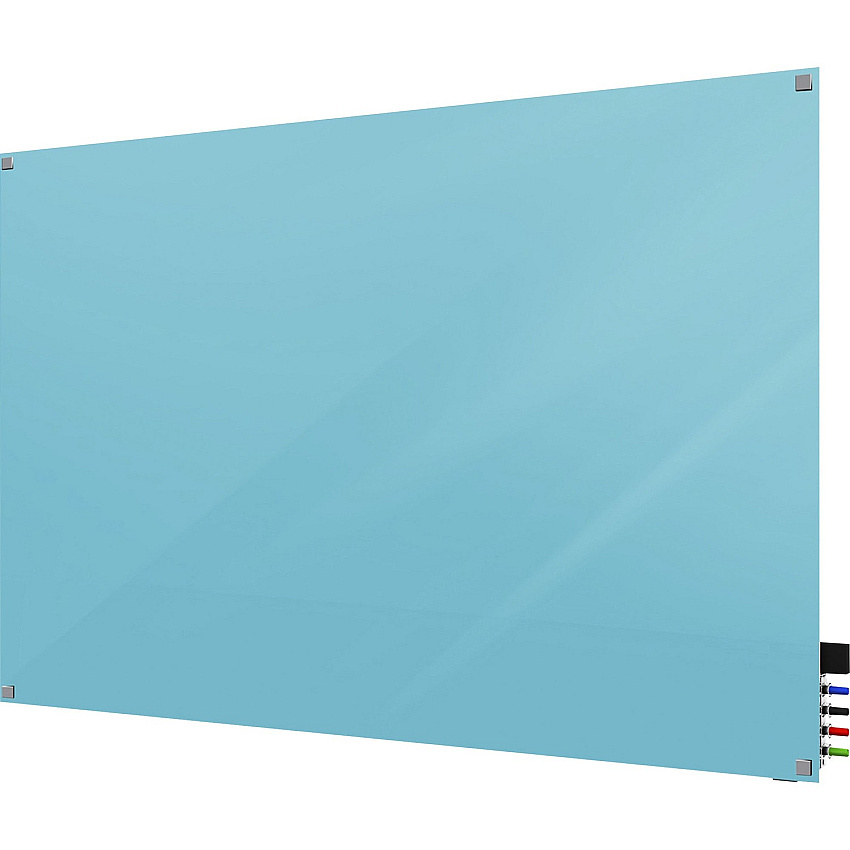 Ghent Harmony Dry Erase Board 36" (3 ft) Width x 24" (2 ft) Height - Tempered Glass Surface - Blue Back - Square - Magnetic - 1 Each (HMYSM23BE)