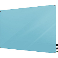 Ghent Harmony Dry Erase Board 48" (4 ft) Width x 36" (3 ft) Height - Tempered Glass Surface - Blue Back - Square - Magnetic - 1 Each (HMYSM34BE)