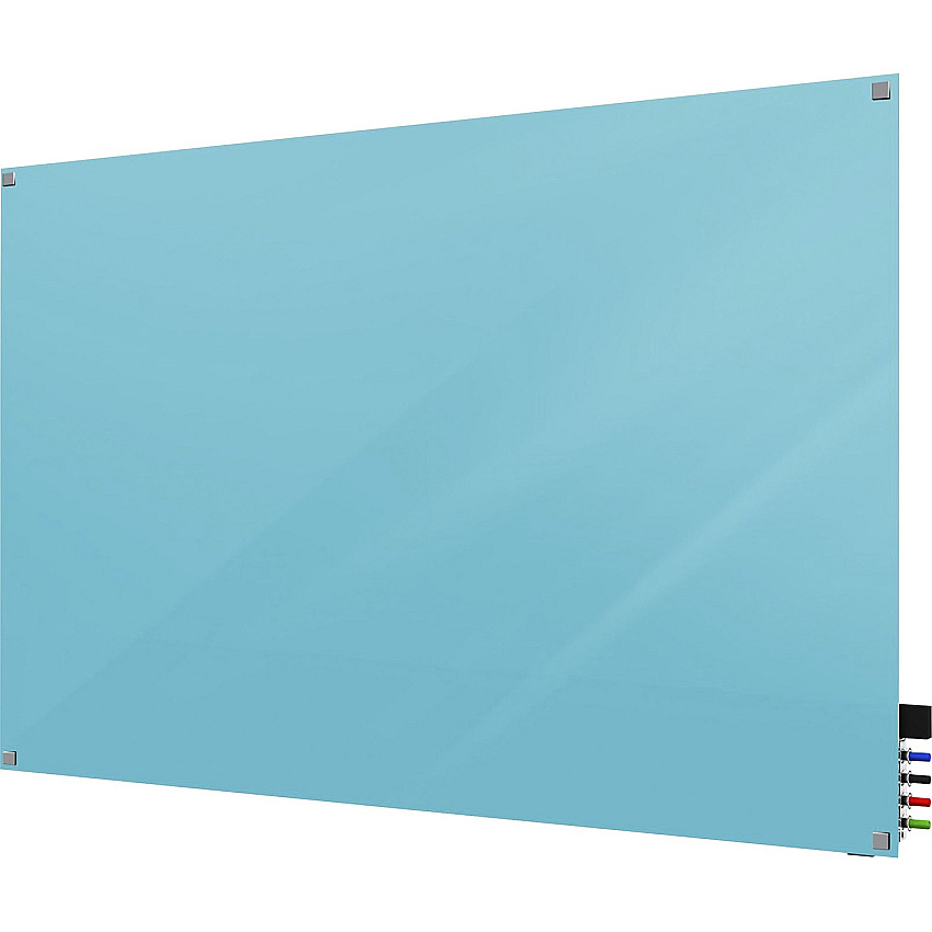Ghent Harmony Dry Erase Board 48" (4 ft) Width x 36" (3 ft) Height - Tempered Glass Surface - Blue Back - Square - Magnetic - 1 Each (HMYSM34BE)