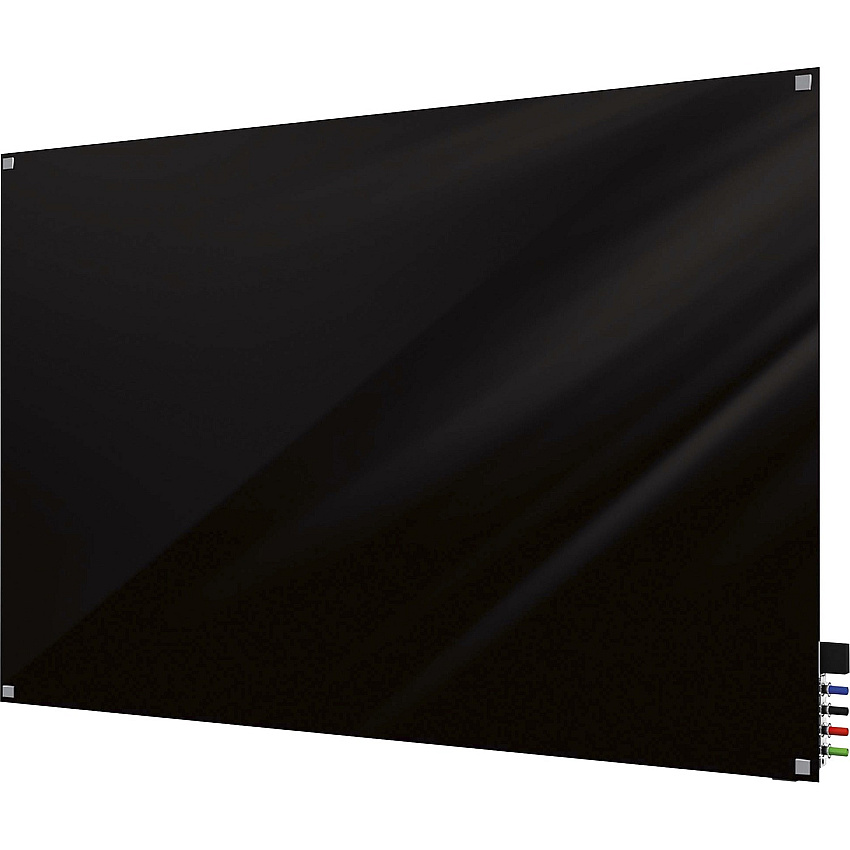 Ghent Harmony Dry Erase Board 48" (4 ft) Width x 36" (3 ft) Height - Tempered Glass Surface - Black Back - Square - Magnetic - 1 Each (HMYSM34BK)