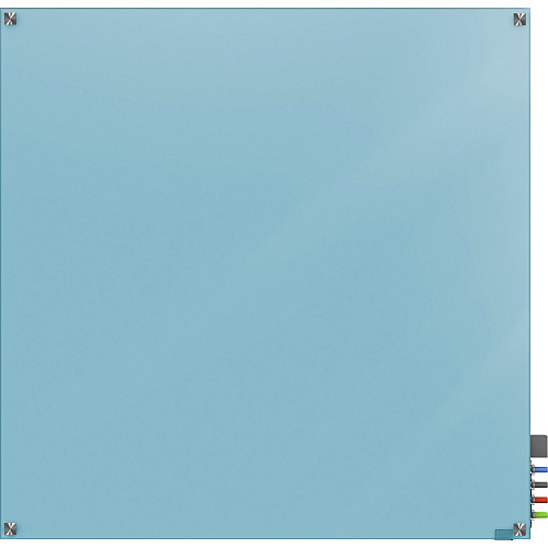 Ghent Harmony Dry Erase Board 48" (4 ft) Width x 48" (4 ft) Height - Tempered Glass Surface - Blue Back - Square - Magnetic - 1 Each (HMYSM44BE)