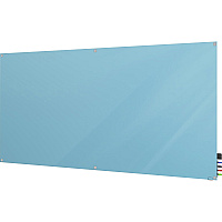 Ghent Harmony Dry Erase Board 96" (8 ft) Width x 48" (4 ft) Height - Tempered Glass Surface - Blue Back - Square - Magnetic - 1 Each (HMYSM48BE)