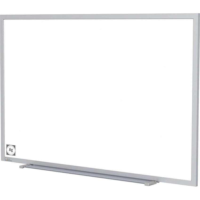 Ghent Hygienic Porcelain Whiteboard with Aluminum Frame 48" (4 ft) Width x 36" (3 ft) Height - White Porcelain Steel Surface - White Anodized Aluminum Frame - Magnetic - 1 Each (M4341)