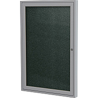 Ghent 1 Door Enclosed Vinyl Bulletin Board with Satin Frame 24" Board Height x 18" Board Width - Ebony Vinyl Surface - Weather Resistant, Water Resistant, Damage Resistant, Tackable, Lockable, Durable, Self-healing, Shatter Resistant, Custo (PA12418VX183)