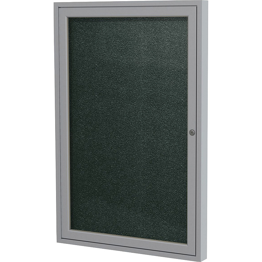 Ghent 1 Door Enclosed Vinyl Bulletin Board with Satin Frame 24" Board Height x 18" Board Width - Ebony Vinyl Surface - Weather Resistant, Water Resistant, Damage Resistant, Tackable, Lockable, Durable, Self-healing, Shatter Resistant, Custo (PA12418VX183)
