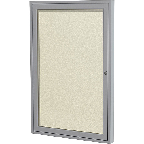 Ghent 1 Door Enclosed Vinyl Bulletin Board with Satin Frame 36" Board Height x 24" Board Width - Ivory Vinyl Surface - Weather Resistant, Water Resistant, Damage Resistant, Tackable, Lockable, Durable, Self-healing, Shatter Resistant, Custo (PA13624VX185)
