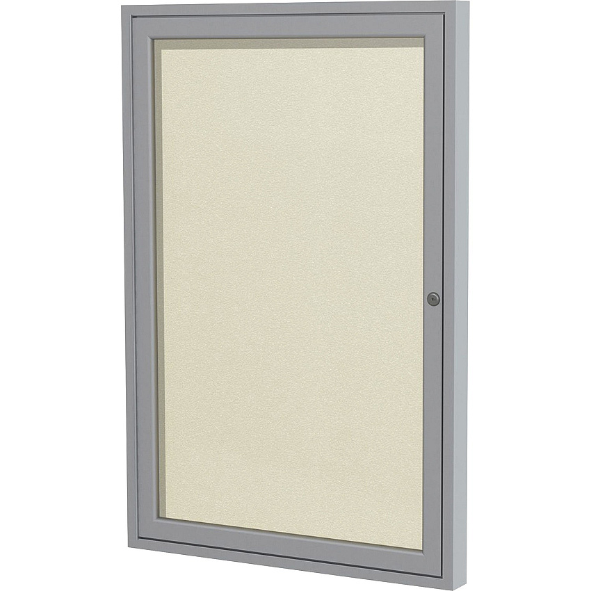 Ghent 1 Door Enclosed Vinyl Bulletin Board with Satin Frame 36" Board Height x 24" Board Width - Ivory Vinyl Surface - Weather Resistant, Water Resistant, Damage Resistant, Tackable, Lockable, Durable, Self-healing, Shatter Resistant, Custo (PA13624VX185)