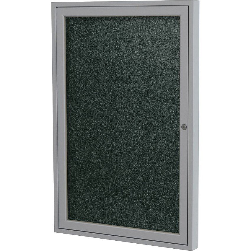 Ghent 1 Door Enclosed Vinyl Bulletin Board with Satin Frame 36" Board Height x 30" Board Width - Ebony Vinyl Surface - Weather Resistant, Water Resistant, Damage Resistant, Tackable, Lockable, Durable, Self-healing, Shatter Resistant, Custo (PA13630VX183)