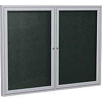 Ghent 2 Door Enclosed Vinyl Bulletin Board with Satin Frame 36