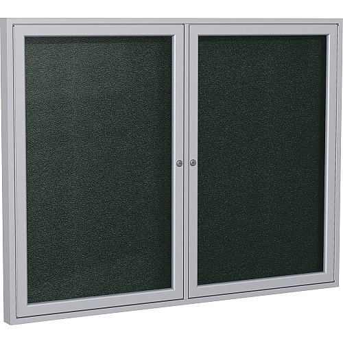 Ghent 2 Door Enclosed Vinyl Bulletin Board with Satin Frame 36" Board Height x 48" Board Width - Ebony Vinyl Surface - Weather Resistant, Water Resistant, Damage Resistant, Tackable, Lockable, Durable, Self-healing, Shatter Resistant, Custo (PA23648VX183)