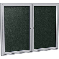 Ghent 2 Door Enclosed Vinyl Bulletin Board with Satin Frame 48