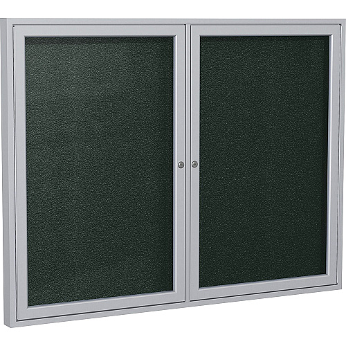 Ghent 2 Door Enclosed Vinyl Bulletin Board with Satin Frame 48" Board Height x 60" Board Width - Ebony Vinyl Surface - Weather Resistant, Water Resistant, Damage Resistant, Tackable, Lockable, Durable, Self-healing, Shatter Resistant, Custo (PA24860VX183)