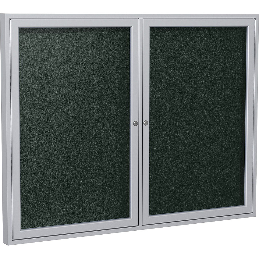 Ghent 2 Door Enclosed Vinyl Bulletin Board with Satin Frame 48" Board Height x 60" Board Width - Ebony Vinyl Surface - Weather Resistant, Water Resistant, Damage Resistant, Tackable, Lockable, Durable, Self-healing, Shatter Resistant, Custo (PA24860VX183)