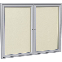 Ghent 2 Door Enclosed Vinyl Bulletin Board with Satin Frame 48