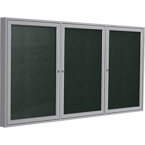 Ghent 3 Door Enclosed Vinyl Bulletin Board with Satin Frame 48" Board Height x 72" Board Width - Ebony Vinyl Surface - Weather Resistant, Water Resistant, Damage Resistant, Tackable, Lockable, Durable, Self-healing, Shatter Resistant, Custo (PA34872VX183)