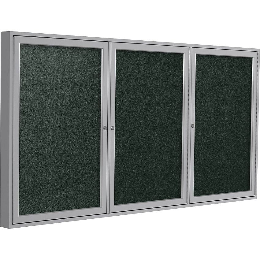 Ghent 3 Door Enclosed Vinyl Bulletin Board with Satin Frame 48" Board Height x 72" Board Width - Ebony Vinyl Surface - Weather Resistant, Water Resistant, Damage Resistant, Tackable, Lockable, Durable, Self-healing, Shatter Resistant, Custo (PA34872VX183)