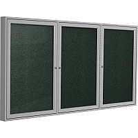 Ghent 3 Door Enclosed Vinyl Bulletin Board with Satin Frame 48