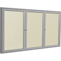 Ghent 3 Door Enclosed Vinyl Bulletin Board with Satin Frame 48