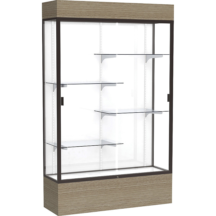 Waddell Reliant Display Cabinet 48" Width x 16" Depth x 80" Height - 4 x Shelf(ves) - Sliding Door(s) - Durable, Adjustable Shelf, Lockable, LED Light - Assembly Required - 1 Each - TAA Compliant (2174WBBZDK)