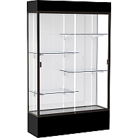 Waddell 4' (48"W) Floor Case 48" Width x 16" Depth x 80" Height - 4 x Shelf(ves) - Sliding Door(s) - Adjustable Shelf, Lockable, LED Light, Sturdy, Leveler - Assembly Required - 1 Each - TAA Compliant (3174WBBZBK)