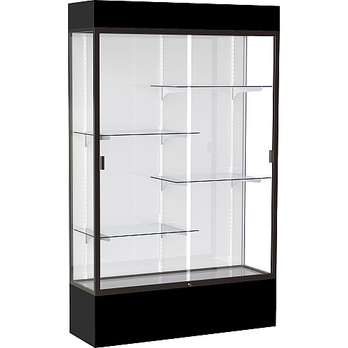 Waddell 4' (48"W) Floor Case 48" Width x 16" Depth x 80" Height - 4 x Shelf(ves) - Sliding Door(s) - Adjustable Shelf, Lockable, LED Light, Sturdy, Leveler - Assembly Required - 1 Each - TAA Compliant (3174WBBZBK)