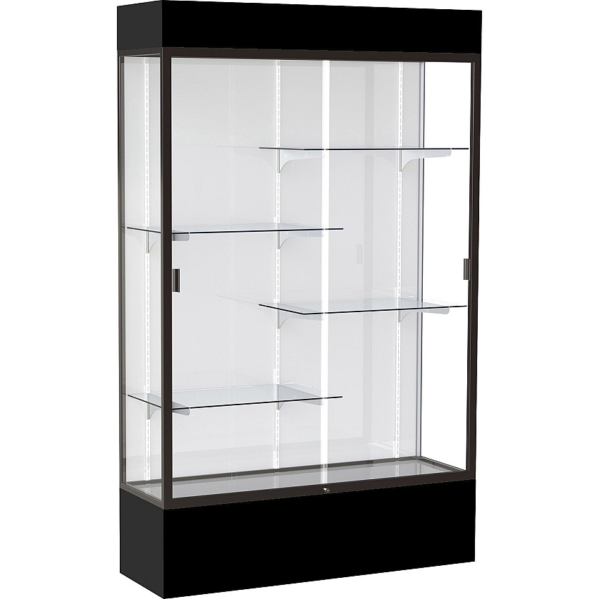 Waddell 4' (48"W) Floor Case 48" Width x 16" Depth x 80" Height - 4 x Shelf(ves) - Sliding Door(s) - Adjustable Shelf, Lockable, LED Light, Sturdy, Leveler - Assembly Required - 1 Each - TAA Compliant (3174WBBZBK)