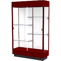 Waddell 4' Lighted Floor Case 48" Width x 18" Depth x 76" Height - Sliding Door(s) - Lockable, Leveler, Durable, Adjustable Shelf, Mirrored Back - Cordovan - Wooden - 1 Each - TAA Compliant (893MWBC)