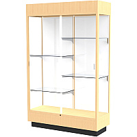 Waddell 4' Lighted Floor Case 48" Width x 18" Depth x 76" Height - Sliding Door(s) - Lockable, Leveler, Durable, Adjustable Shelf, Mirrored Back - Natural Maple - Wooden - 1 Each - TAA Compliant (893MWBH)