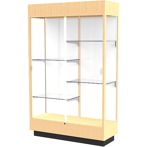 Waddell 4' Lighted Floor Case 48" Width x 18" Depth x 76" Height - Sliding Door(s) - Lockable, Leveler, Durable, Adjustable Shelf, Mirrored Back - Natural Maple - Wooden - 1 Each - TAA Compliant (893MWBH)