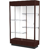 Waddell 4' Lighted Floor Case 48" Width x 18" Depth x 76" Height - Sliding Door(s) - Lockable, Leveler, Durable, Adjustable Shelf, Mirrored Back - Java - Wooden - 1 Each - TAA Compliant (893MWBJ)