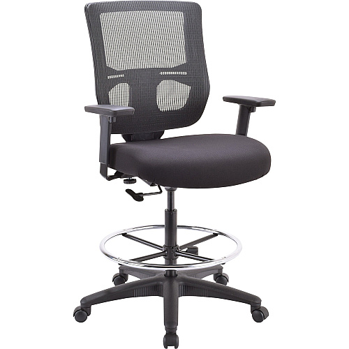 Eurotech Apollo II Extended Height Stool 5-star Base - Black - Armrest - 1 Each (EHS5499)
