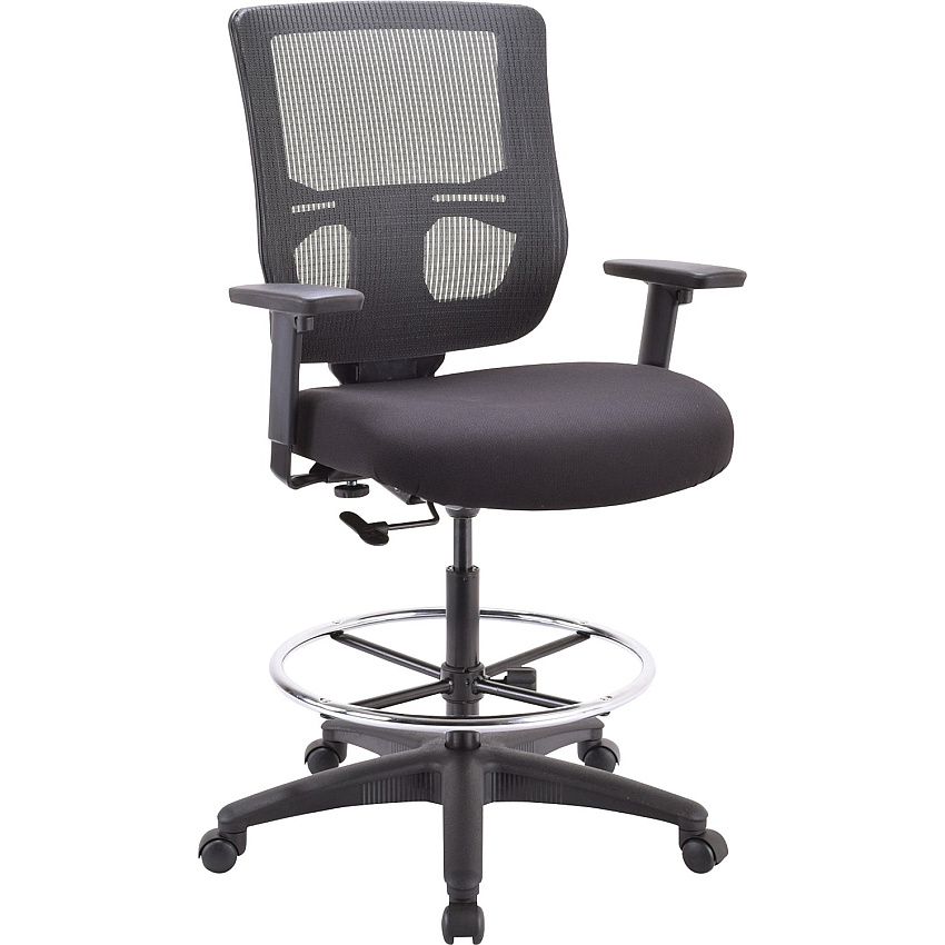Eurotech Apollo II Extended Height Stool 5-star Base - Black - Armrest - 1 Each (EHS5499)