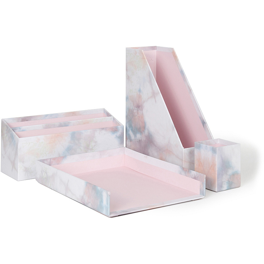 U Brands 4 Piece Desk Organization Kit Desktop - Paper Wrapped - Soft Dye - Chipboard, Paper - 1 Each (3512U0002)
