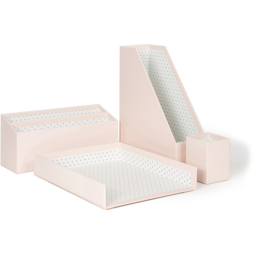 U Brands 4 Piece Desk Organization Kit Desktop - Paper Wrapped - Blush - Chipboard, Paper - 1 Each (3205U0002)