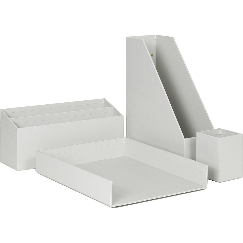 U Brands 4 Piece Desk Organization Kit Desktop - Paper Wrapped - Gray - Chipboard, Paper - 1 Each (3632U0002)