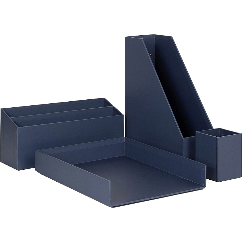 U Brands 4 Piece Desk Organization Kit Desktop - Paper Wrapped - Navy - Chipboard, Paper - 1 Each (3631U0002)