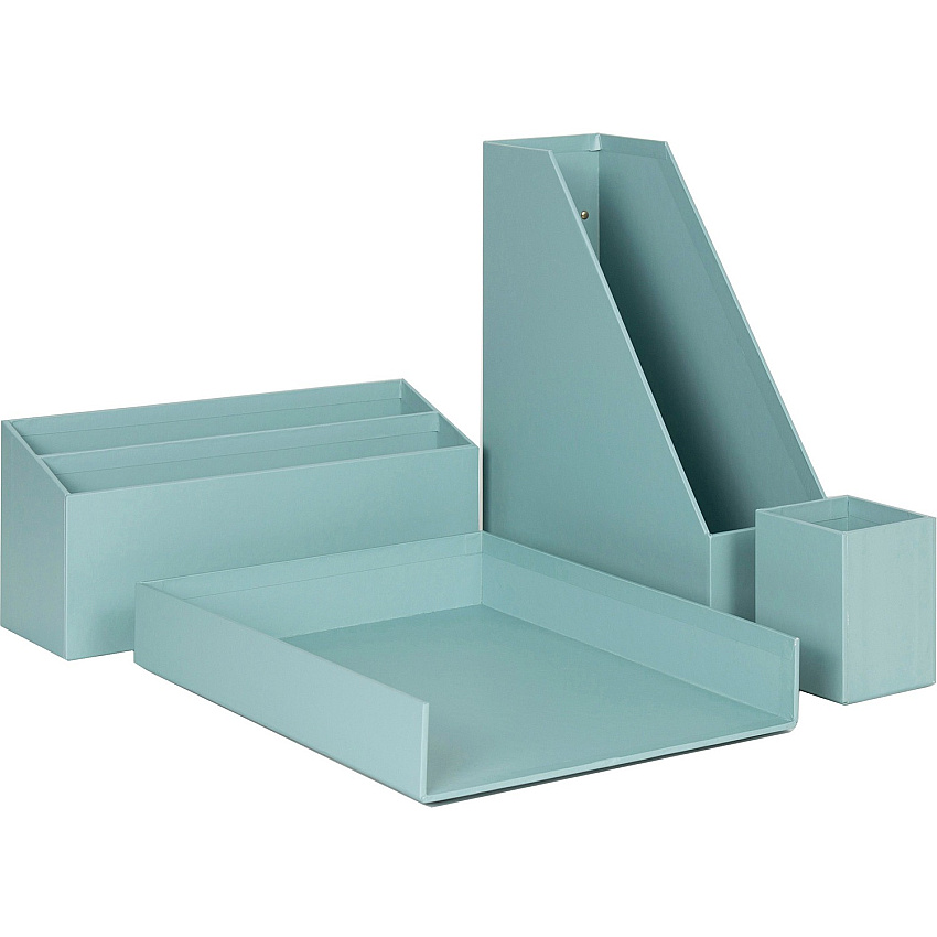 U Brands 4 Piece Desk Organization Kit Desktop - Paper Wrapped - Teal - Chipboard, Paper - 1 Each (3630U0002)