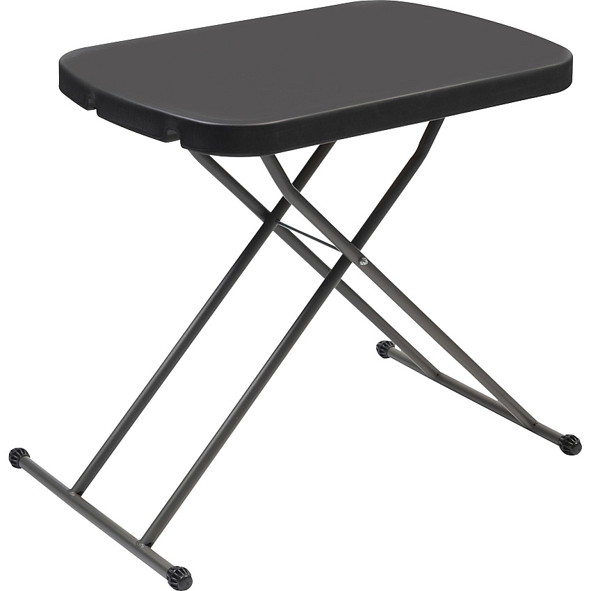 Iceberg IndestrucTable Small Space Personal Table Black Top - 25 lb Capacity - Height Adjustable - 20.80" to 26.60" Adjustment - 26.60" Table Top Width x 17.80" Table Top Depth - 26.60" Height - High-density Polyethylene (HDPE), Resin Top Material (65498)