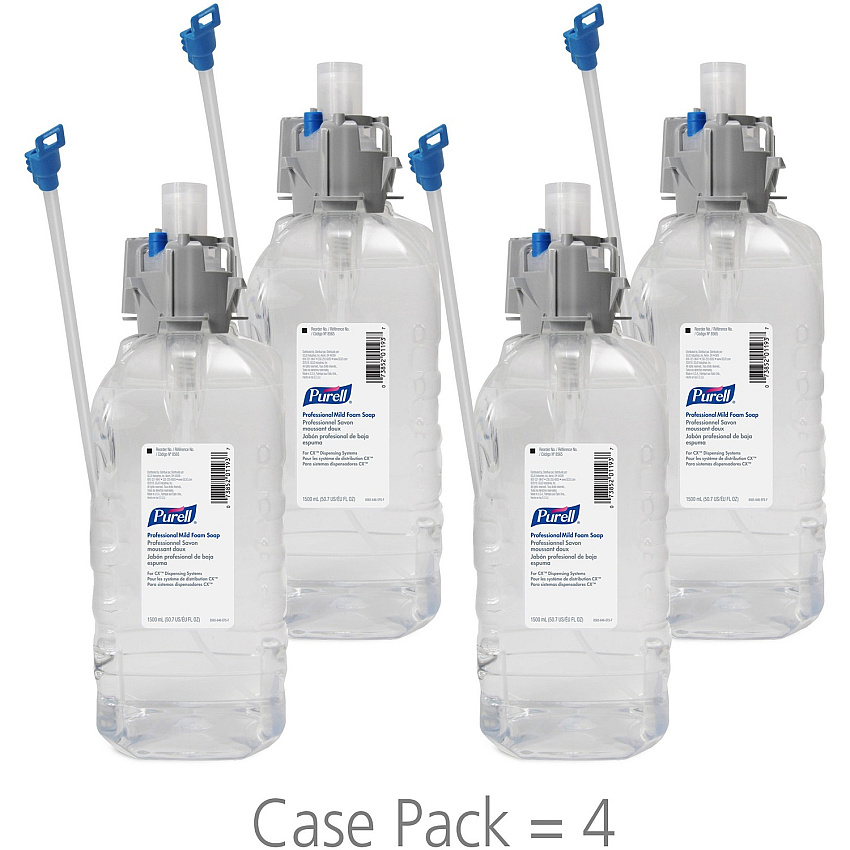 Purell&reg; Professional Mild Foam Soap Refill, 1500 mL, 4 Refill Bottles 1.59 quart - Hand - Clear - Fragrance-free, Dye-free, Paraben-free, Phthalate-free - 4 / Carton (856504CT)