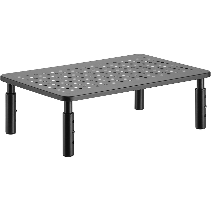 Lorell Height-Adjustable Device Stand 44 lb Load Capacity - 5.50" Height x 9.25" Width x 14.50" Depth - Desktop - Steel - Black (LLR18329)