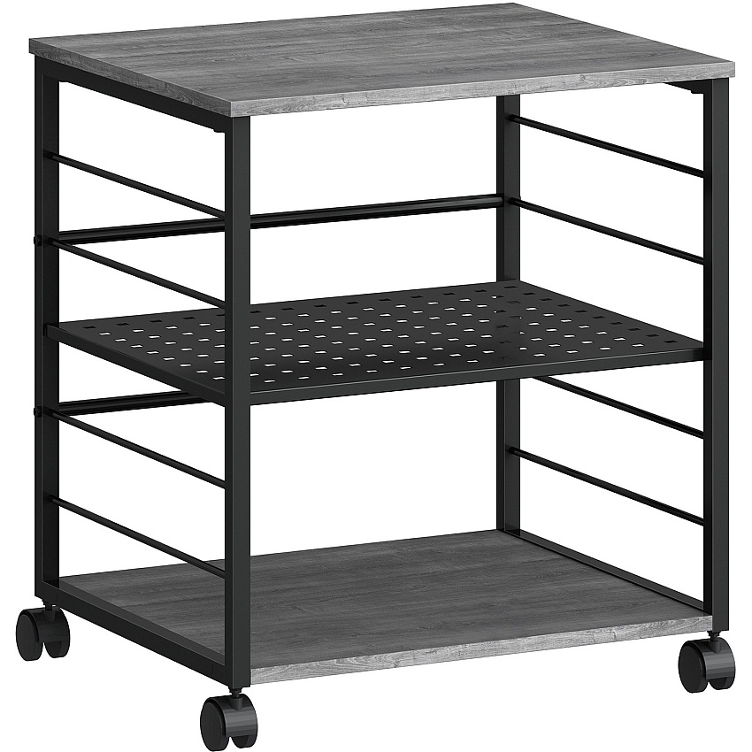 Lorell Deskside Mobile Machine Stand 200 lb Load Capacity - 26.50" Height x 23.60" Width x 19.60" Depth - Desk - Powder Coated - Metal, Laminate, Polyvinyl Chloride (PVC) - Charcoal, Black (LLR60263)
