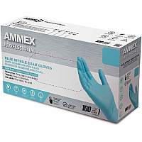 Ammex Examination Gloves 4 mil Thickness - Polymer Coating - X-Large Size - For Right/Left Hand - Blue - Textured, Comfortable, Lightweight, Textured Grip, High Tactile Sensitivity, Non-sterile, Allergen-free, Micro-roughened - For Dental, Med (APFN48100)