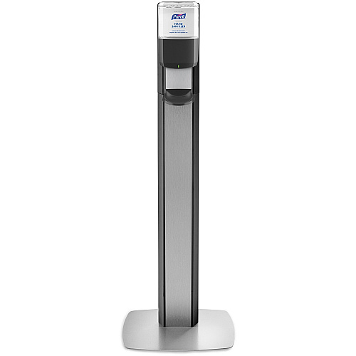 PURELL&reg; MESSENGER ES8 Silver Panel Floor Stand with Dispenser Floor Stand - Graphite, Silver - For Sanitizing Dispenser - Lightweight, Durable (7318DSSLV)