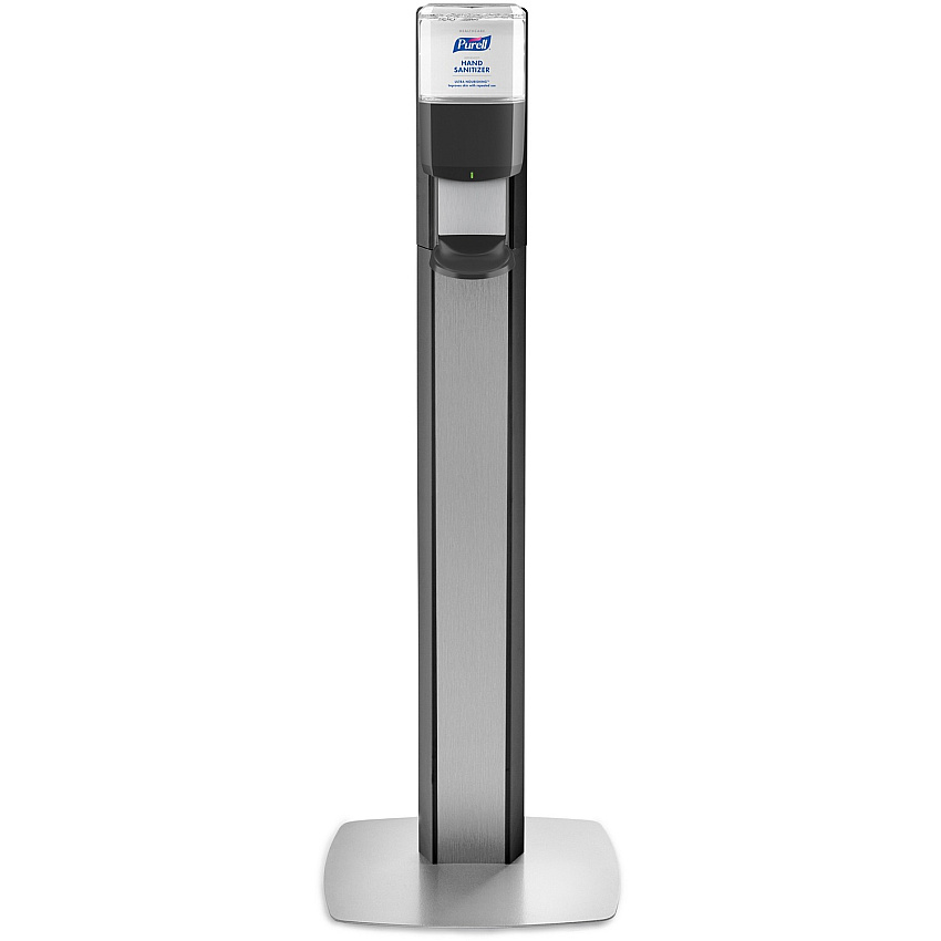 PURELL&reg; MESSENGER ES8 Silver Panel Floor Stand with Dispenser Floor Stand - Graphite, Silver - For Sanitizing Dispenser - Lightweight, Durable (7318DSSLV)