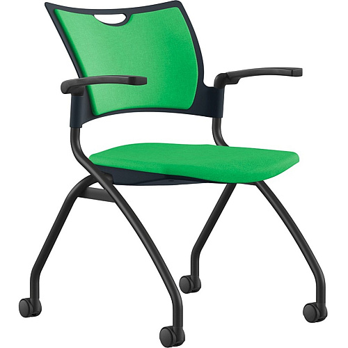 9 to 5 Seating Bella Fixed Arms Mobile Nesting Chair Latte Seat Color - Thermoplastic Seat Material - Latte Back Color - Thermoplastic Back Material - Powder Coated, Silver Frame Color - Four-legged Base - 1 Each (1320A12SFP19)